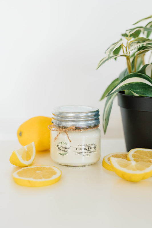 LEMON FRESH Soy Wax Candle 8 oz - The Scented Market  Candles   