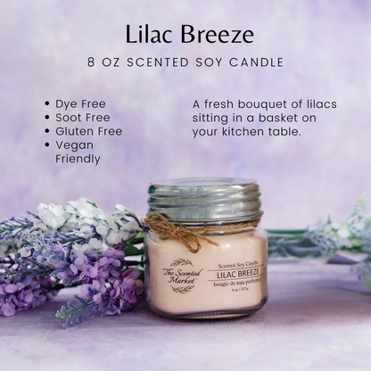 LILAC BREEZE Soy Wax Candle 8 oz - The Scented Market  Candles   