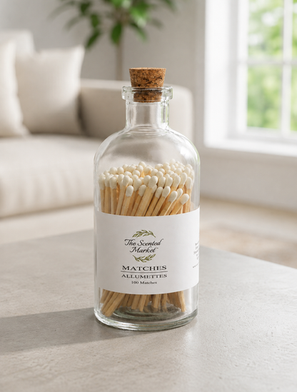Large Candle Matches with Striker | 100 Wooden Matchsticks | Decorative Candle Accessory