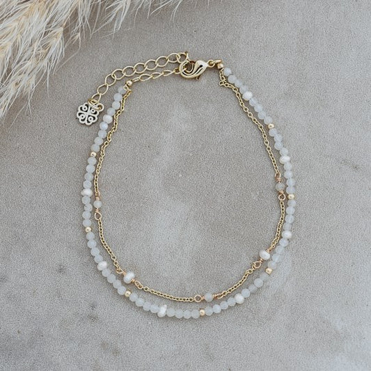 Moonstone and Pearl Gold bracelet - Double Stack - The Scented Market  Bracelets   