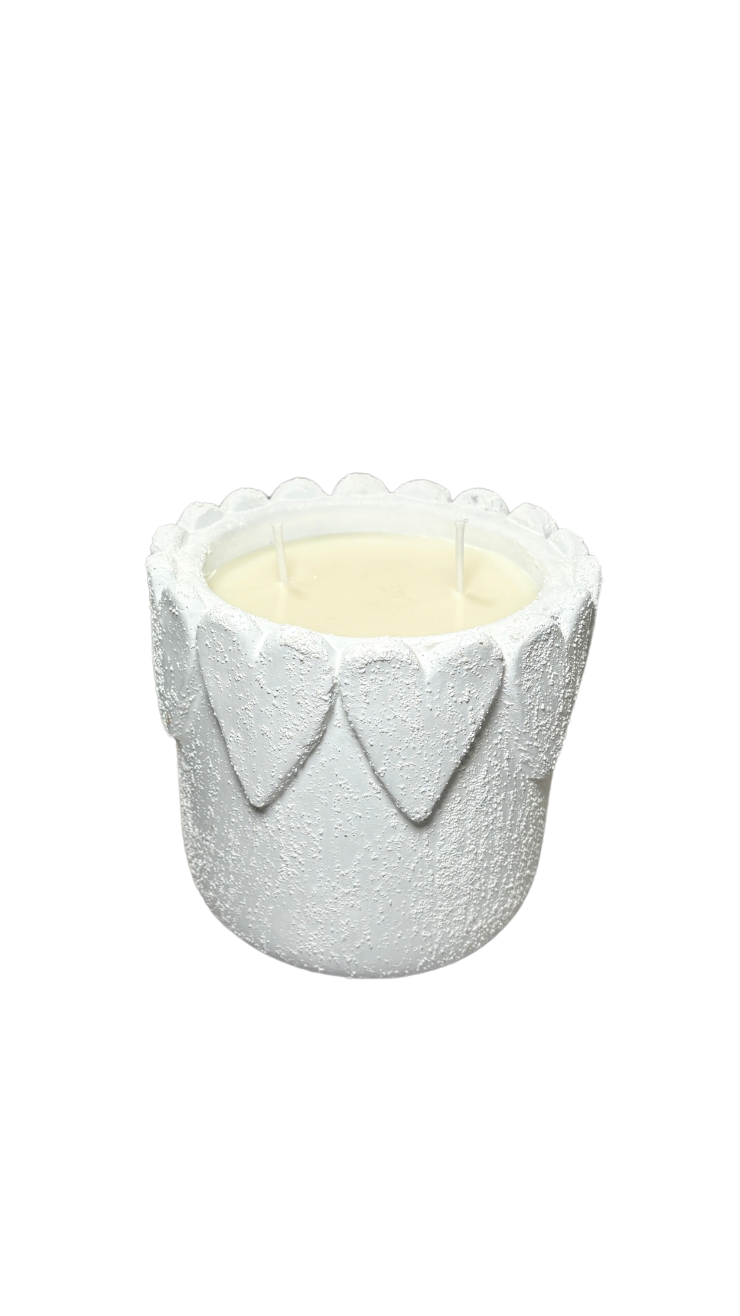 Ceramic Heart Candle – White Heart Vessel with 2 Wicks