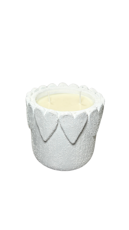 Ceramic Heart Candle – White Heart Vessel with 2 Wicks