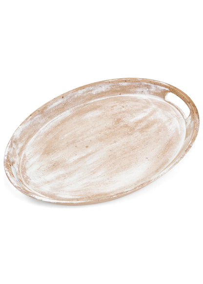 Oval Whitewashed Wood Tray – Decorative Serving & Display Tray