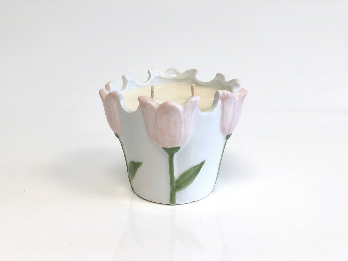 PRETTY IN PINK Tulip Planter with 2 Wick Soy Candle