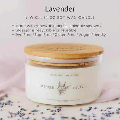 Pure LAVENDER Soy Wax Candle 14 oz