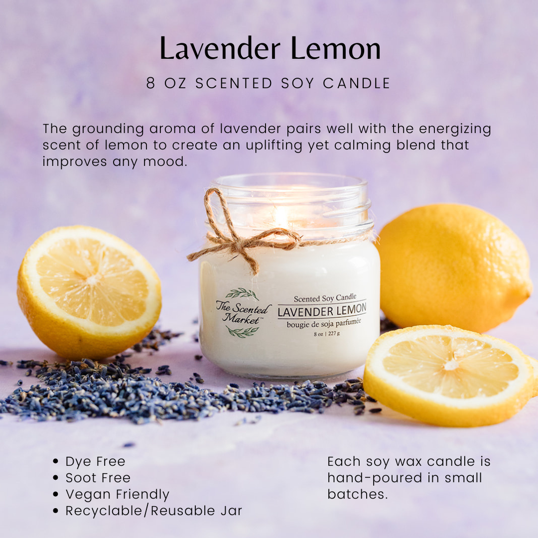 LAVENDER LEMON Soy Wax Candle 8 oz