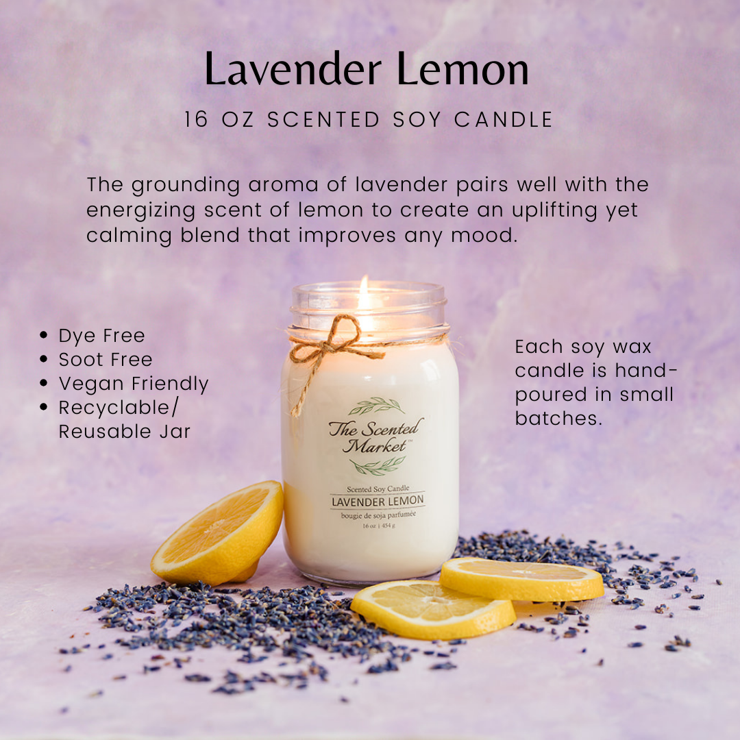 LAVENDER LEMON Soy Wax Candle 16 oz