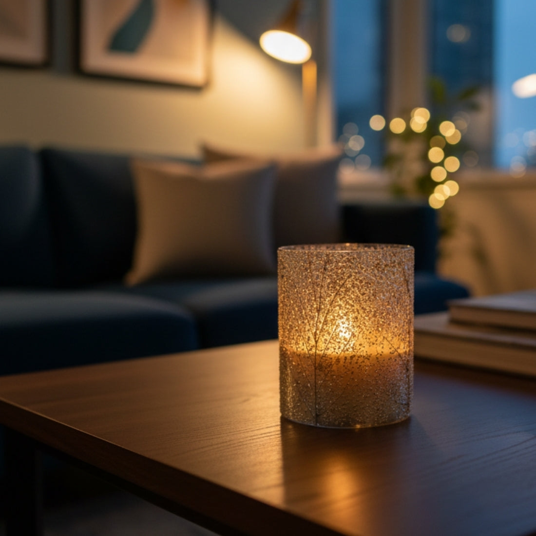 Gold Tree Glass 3 Wick Soy Candle – Winter Forest Scent