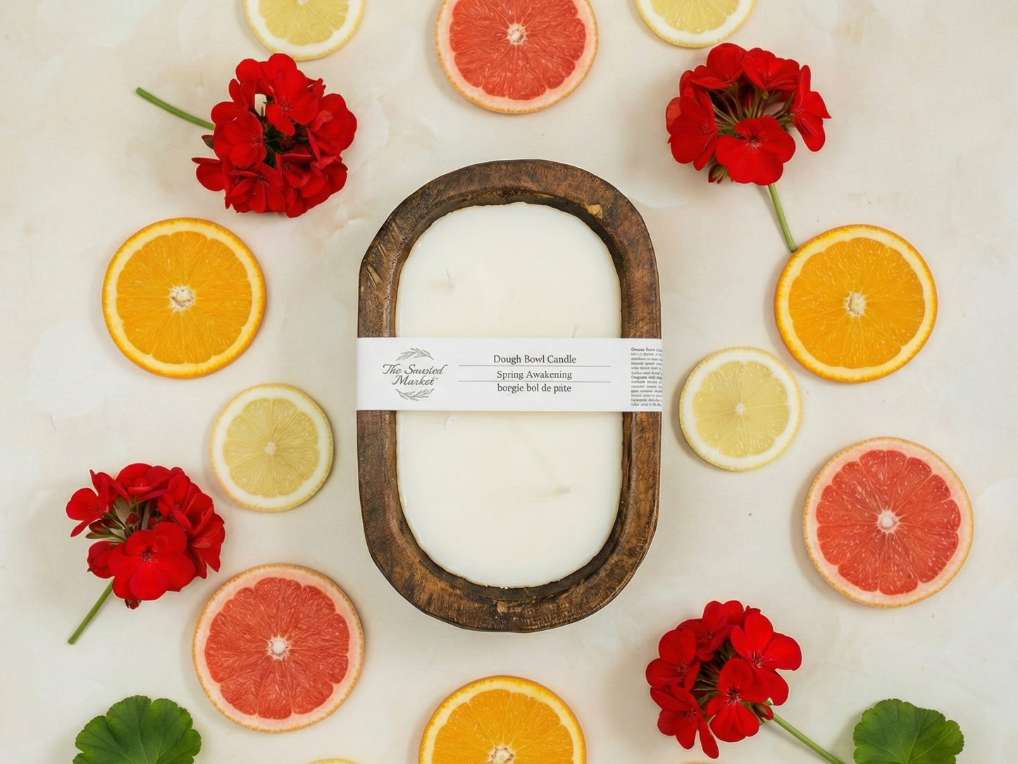 Brown Oval 4 Wick Dough Bowl Soy Candle  - SPRING AWAKENING