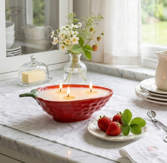 STRAWBERRY Bowl 3 Wick Soy Wax Candle | 14oz