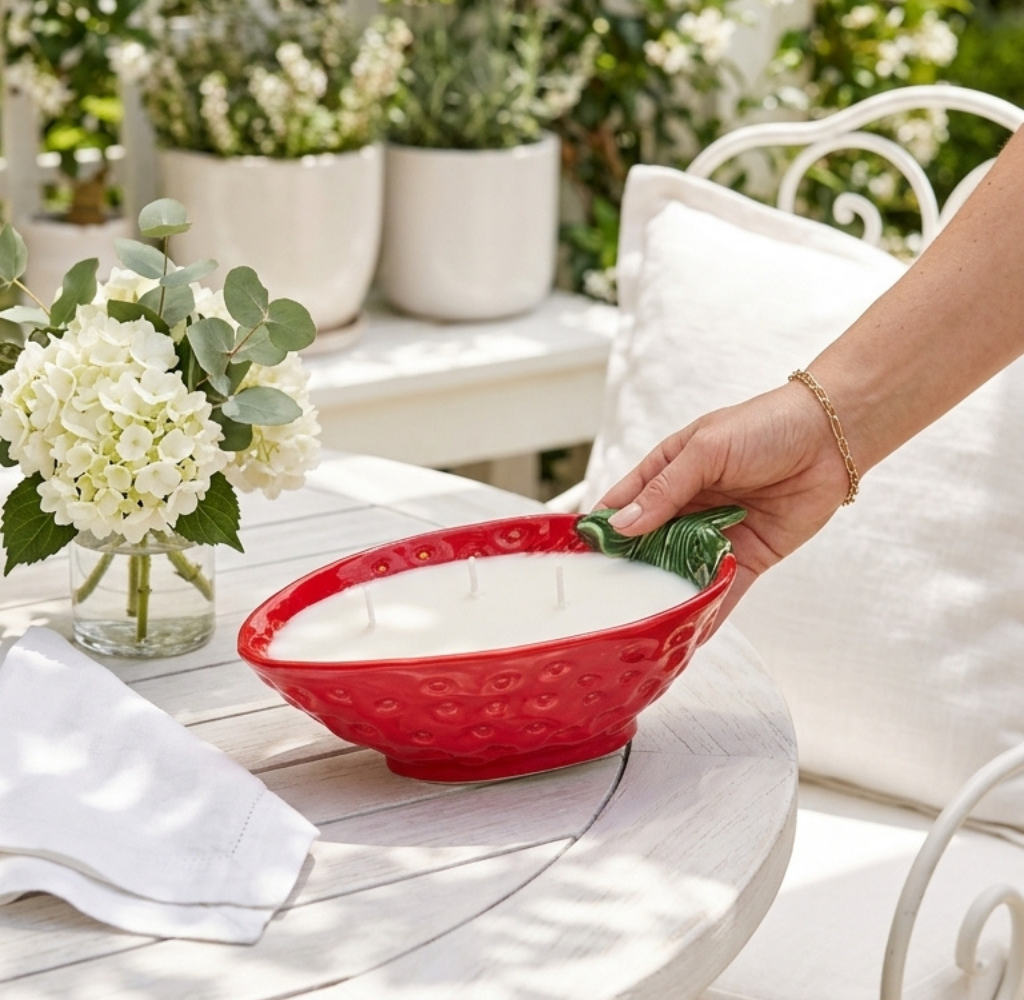 STRAWBERRY Bowl 3 Wick Soy Wax Candle | 14oz