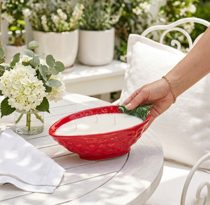 STRAWBERRY Bowl 3 Wick Soy Wax Candle | 14oz