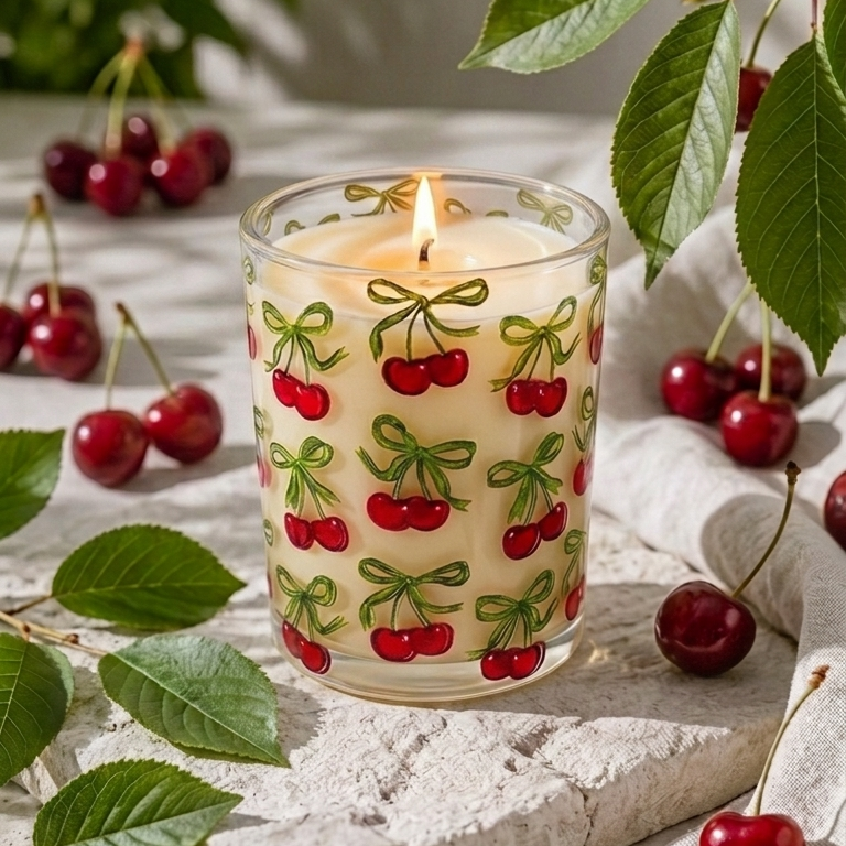 SWEET CHERRY - Cherry Tied Bow Candle 6 oz