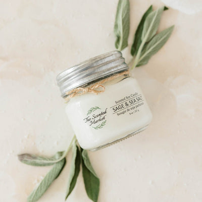 SAGE & SEA SALT Soy Wax Candle 8 oz - Scent of June - The Scented Market 