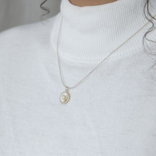 Necklace - Silver Circle Opalite