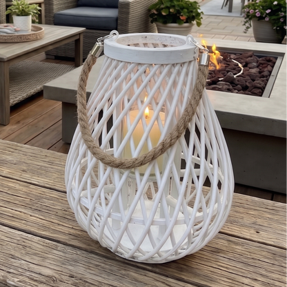SUMMER NIGHTS Wooden Lantern Candle - Single Large