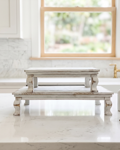 Whitewashed Wood Riser - Large