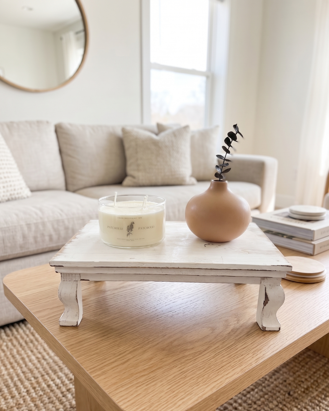 Whitewashed Wood Riser - Medium