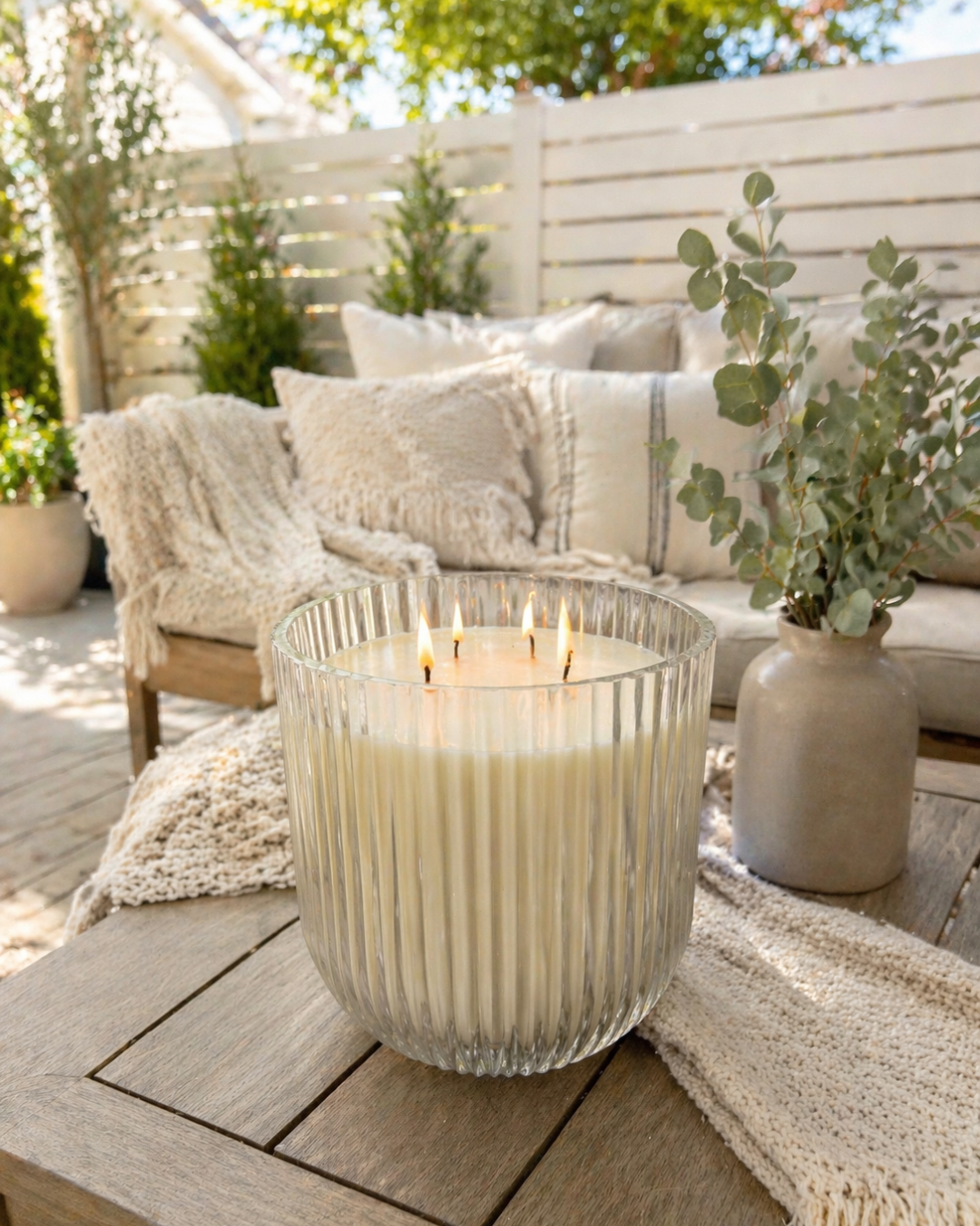 SUMMER NIGHTS Ripple Glass 4 Wick Soy Candle