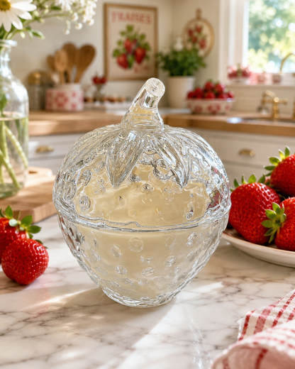 Glass Strawberry Soy Wax Candle 5 oz