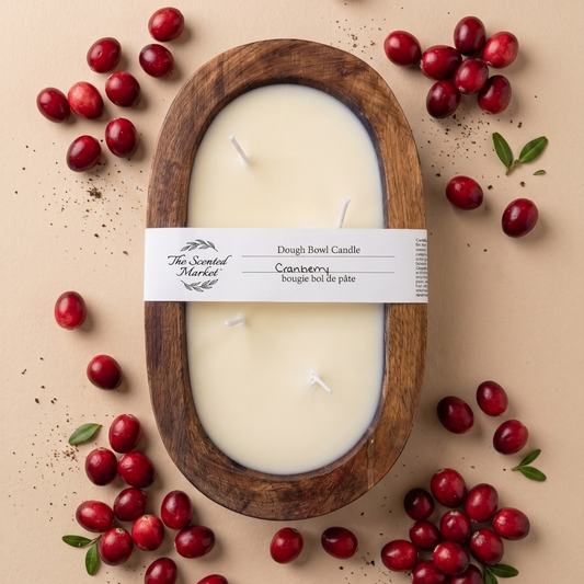 CRANBERRY Dough Bowl Soy Candle | Handcrafted 4 Wick Wooden Candle