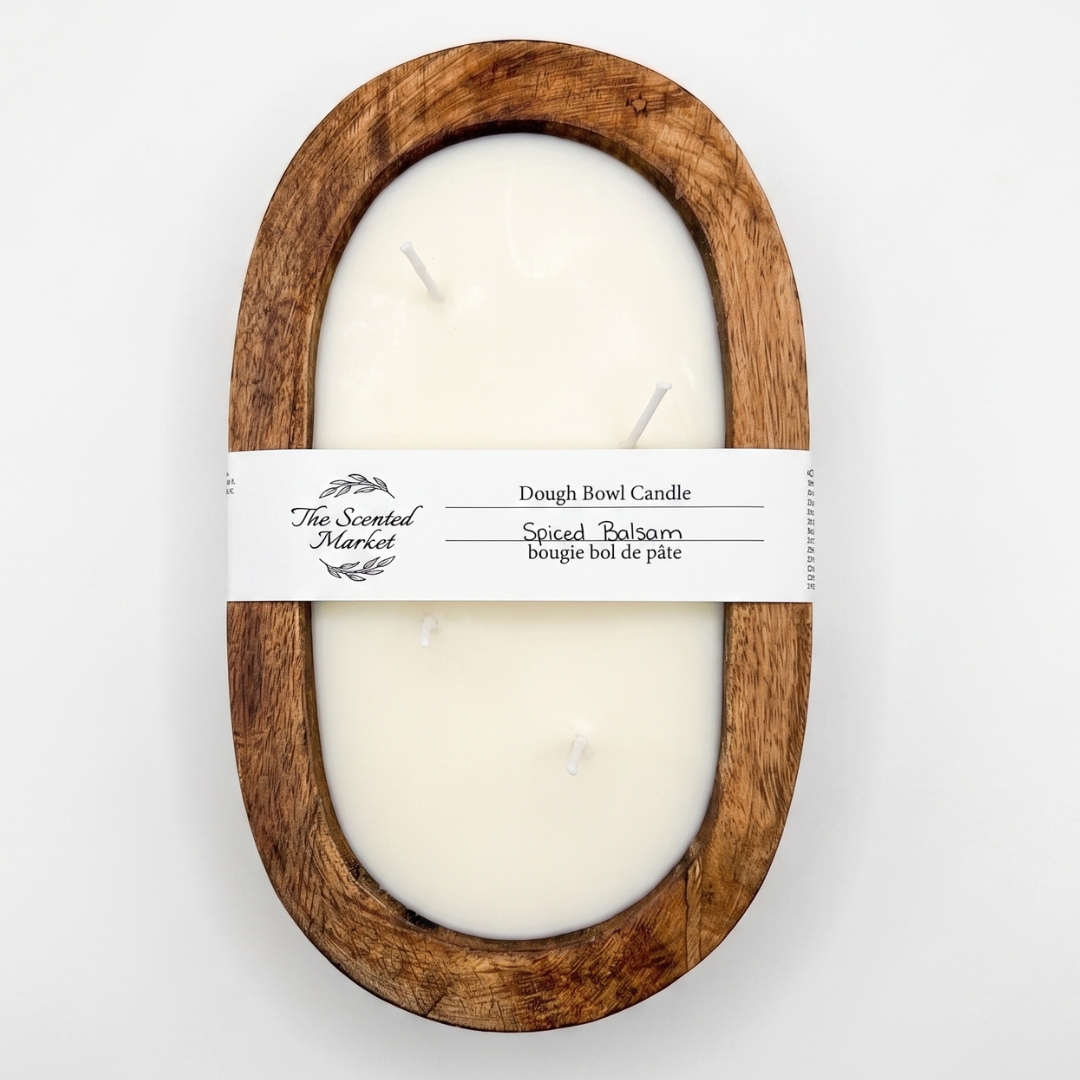 SPICED BALSAM Dough Bowl Soy Candle | Handcrafted 4 Wick Wooden Candle