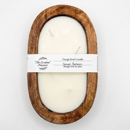 SPICED BALSAM Dough Bowl Soy Candle | Handcrafted 4 Wick Wooden Candle