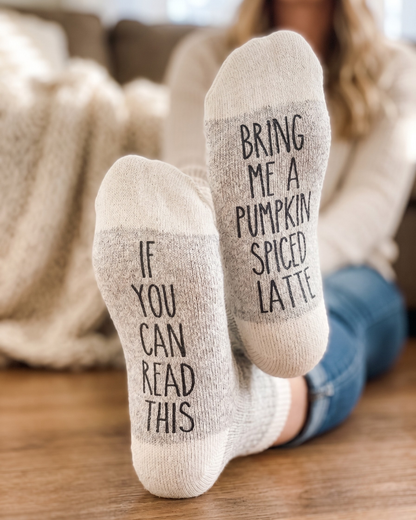 If You Can Read This Bring Me a Pumpkin Spice Latte Socks | Cozy Fall Gift Socks