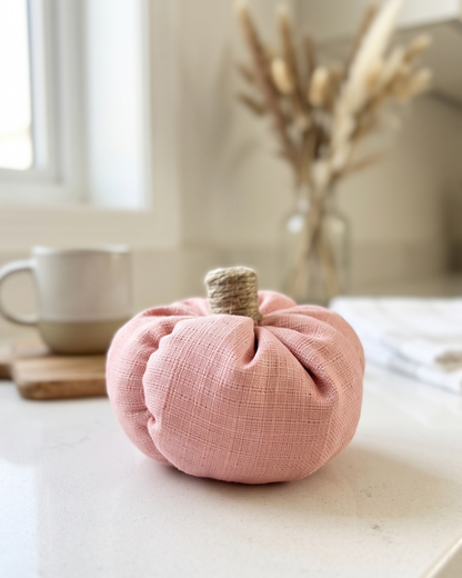 Decorative Fabric Pumpkin | Soft Plush Fall & Autumn Home Décor - PINK