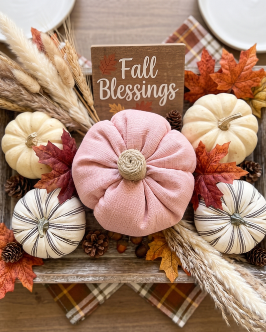 Decorative Fabric Pumpkin | Soft Plush Fall & Autumn Home Décor - PINK