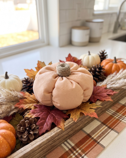 Decorative Fabric Pumpkin | Soft Plush Fall & Autumn Home Décor ORANGE