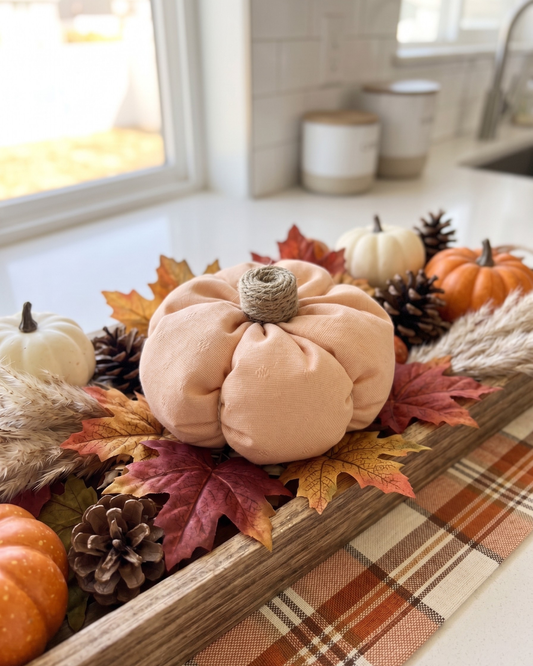 Decorative Fabric Pumpkin | Soft Plush Fall & Autumn Home Décor ORANGE