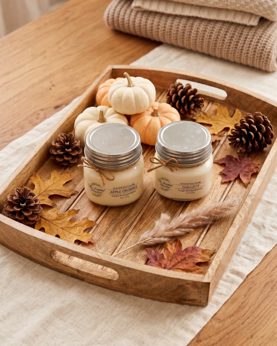 Rounded Rectangle Wooden Nesting Tray with Handles -  Large