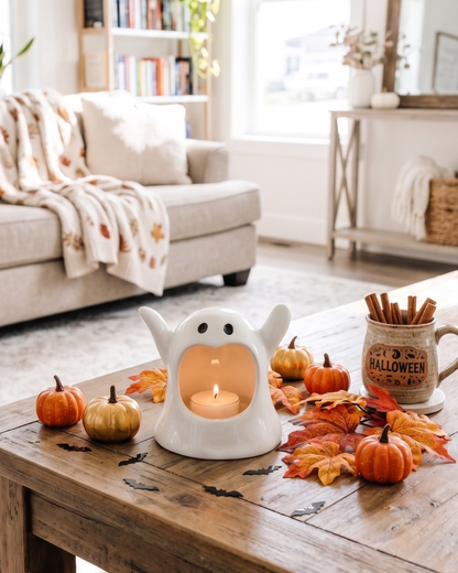 Ghost Tea Light Holder with Apple Crumble Tea Light
