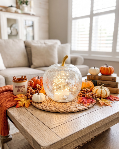 LED Light Up Glass Apple | Decorative Glass Apple with LED Lights - CLEAR