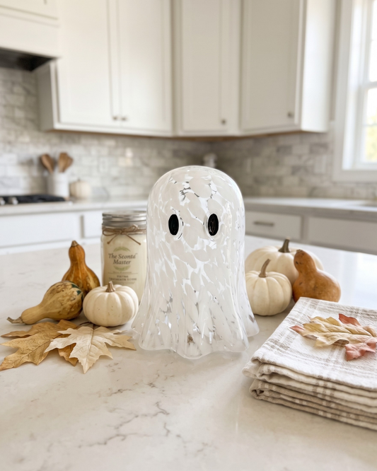 Glass Ghost with LED Twinkle Lights | Light-Up Halloween Ghost Décor | 7 Inch