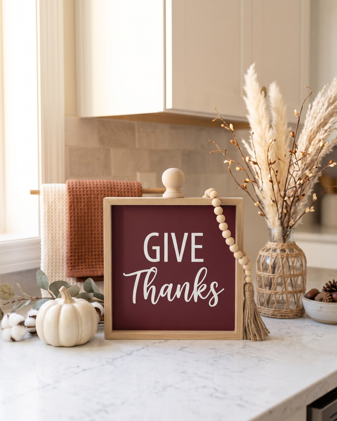 GIVE THANKS - Fall themed Wooden Sign