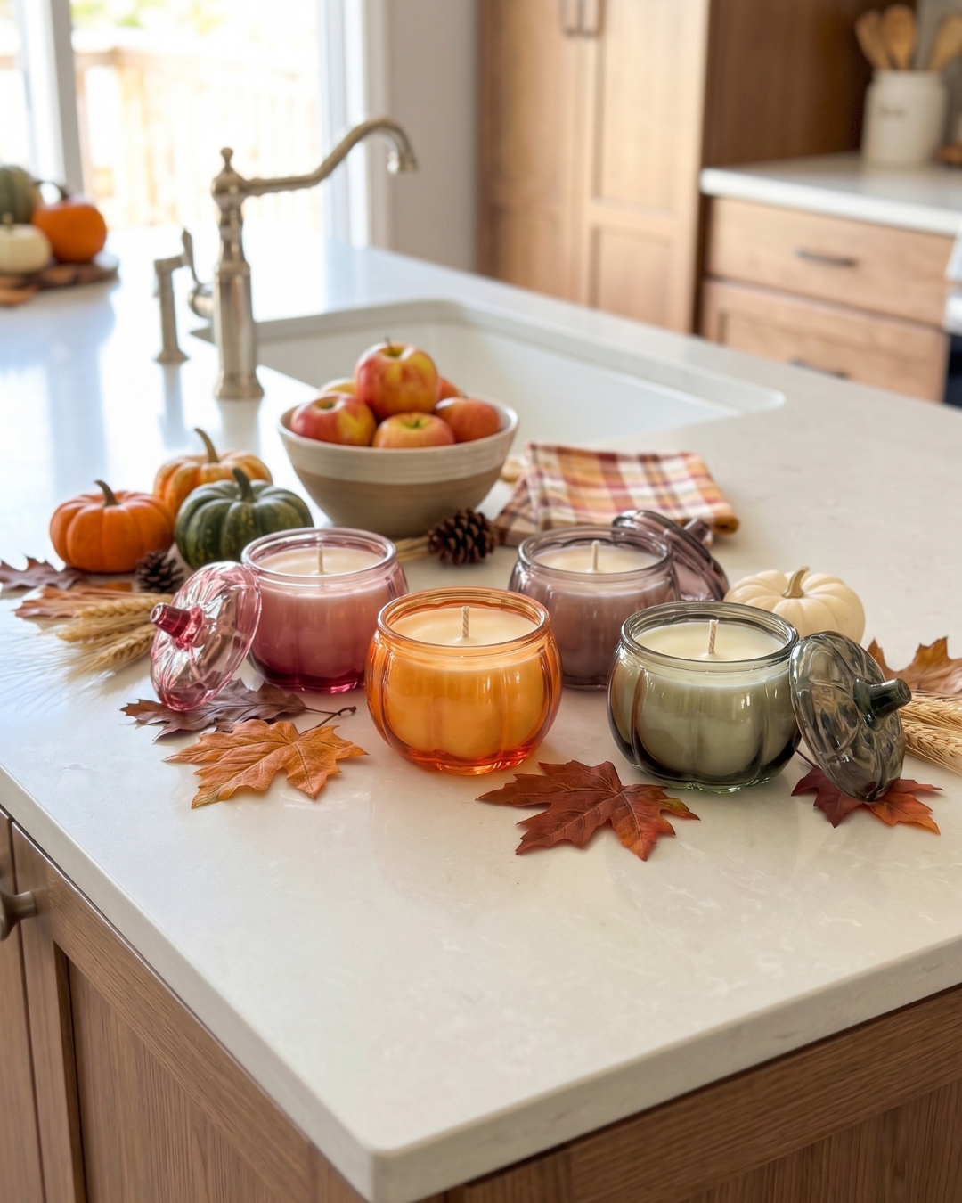 Small Glass Pumpkin Soy Candle MULLED WINE | Pumpkin Spice Cake | Decorative Fall Candle