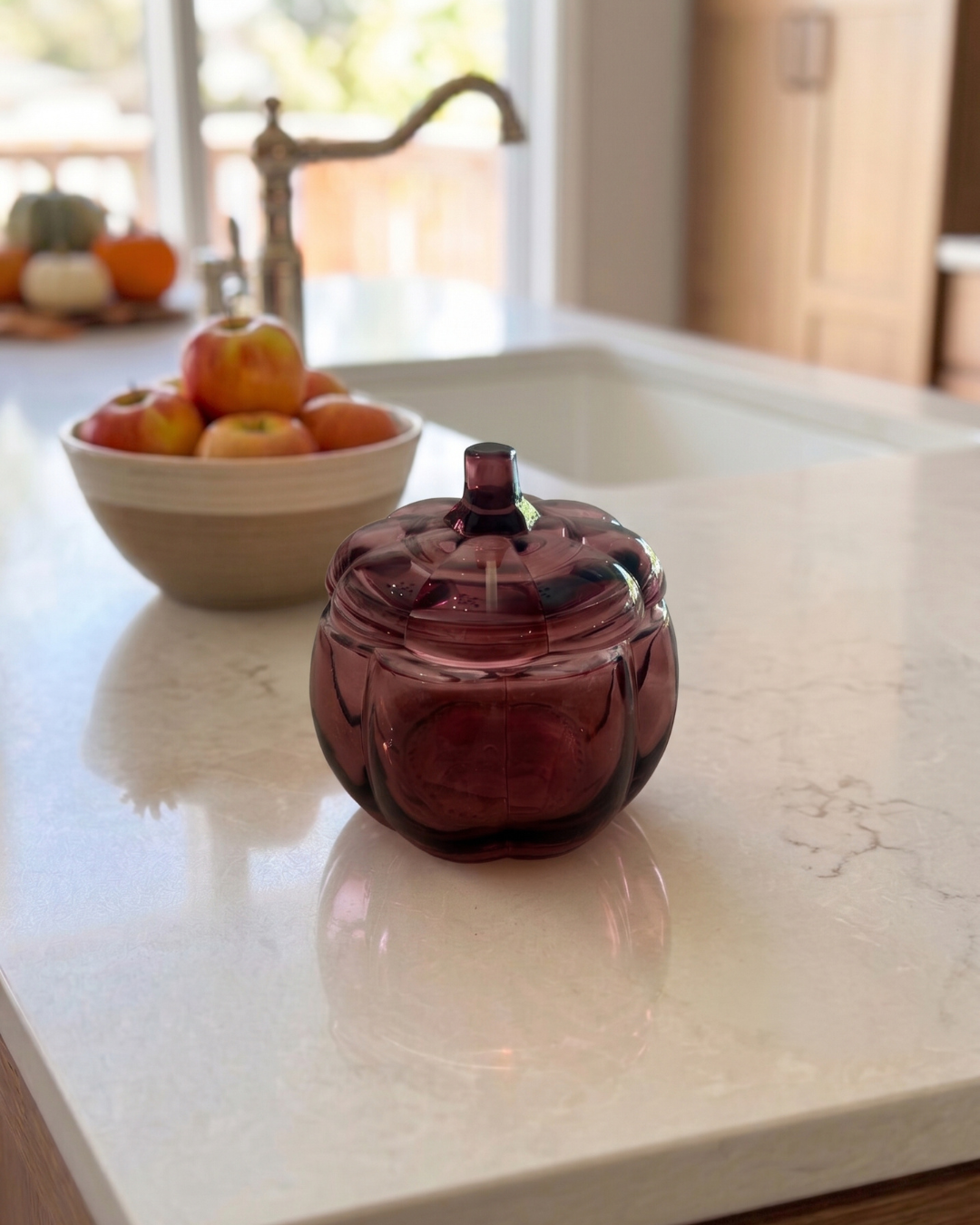 Small Glass Pumpkin Soy Candle MULLED WINE | Pumpkin Spice Cake | Decorative Fall Candle