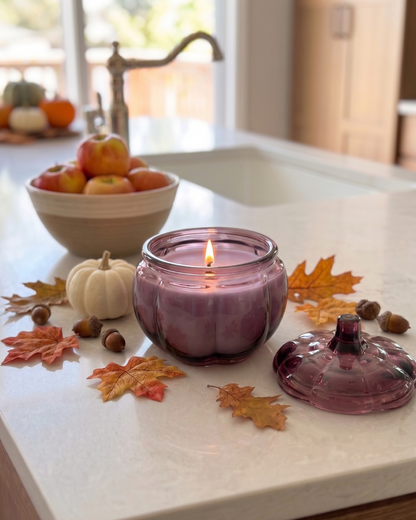 Small Glass Pumpkin Soy Candle MULLED WINE | Pumpkin Spice Cake | Decorative Fall Candle