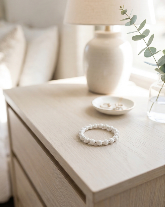 Bracelet Pierre de Lave Blanche