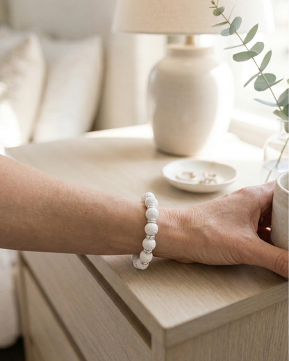 Bracelet Pierre de Lave Blanche