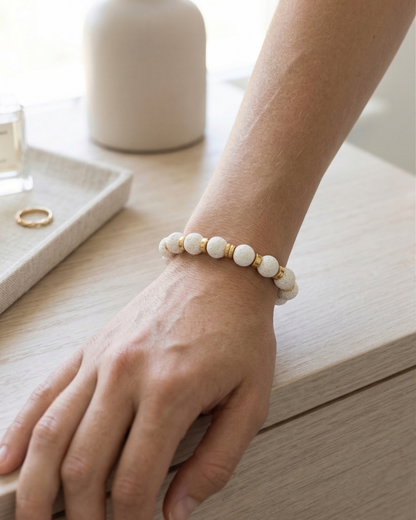 Bracelet Pierre de Lave Blanche