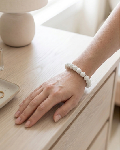 Bracelet Pierre de Lave Blanche