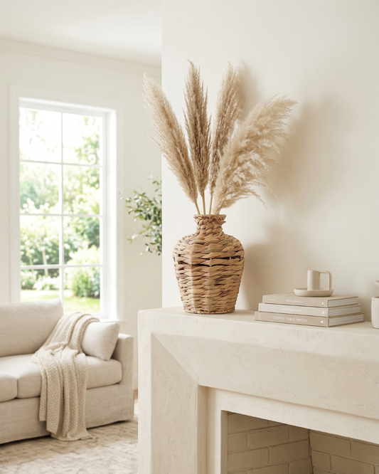 Woven Grass Vase – Textured Decorative Home Decor Vase