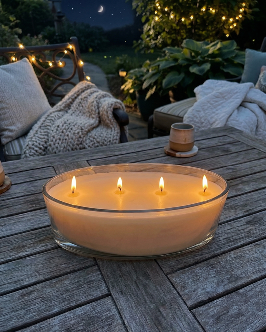SUMMER NIGHTS 4 Wick Candle - Oval Glass Vase