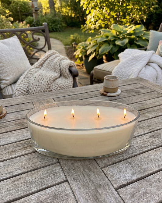 SUMMER NIGHTS 4 Wick Candle - Oval Glass Vase