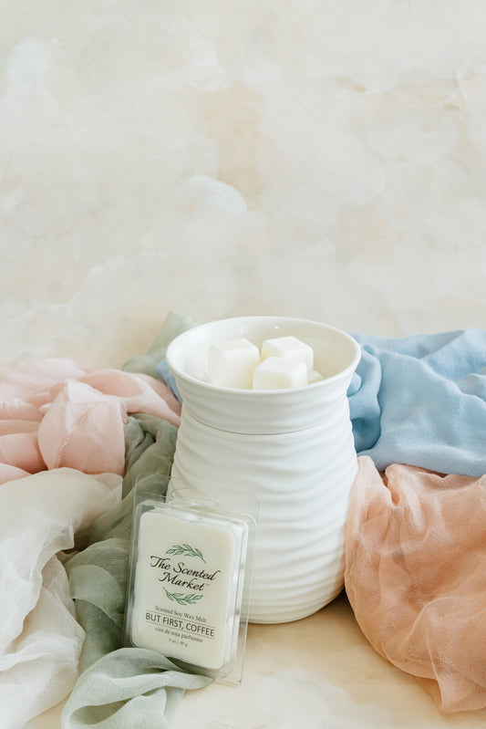 Wax Melter /  Warmer Large - Matte White Swirl - The Scented Market  Home Fragrance Accessories   