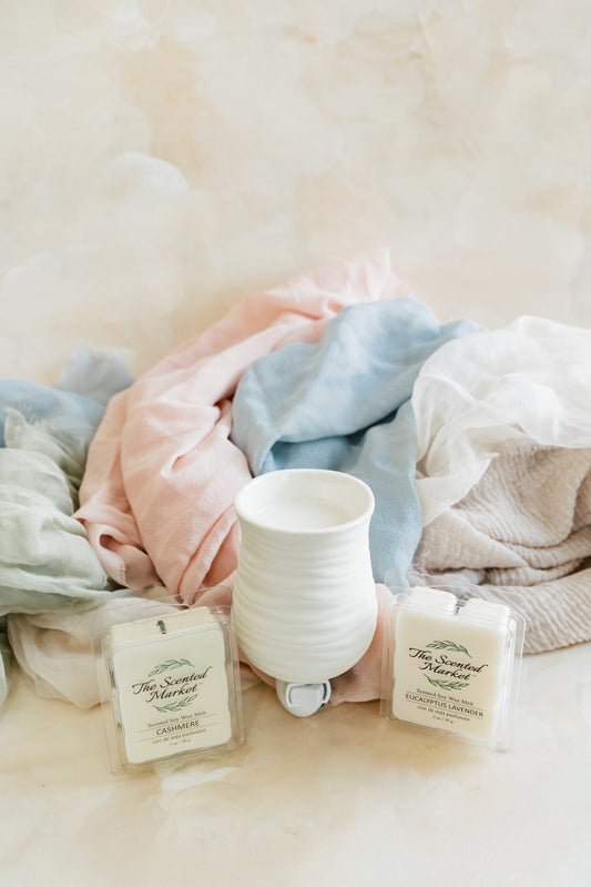 Wax Melter /  Warmer Plug IN - Matte White Swirl - The Scented Market  Home Fragrance Accessories   
