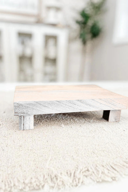 White Wooden Candle Riser - Rectangular - The Scented Market     